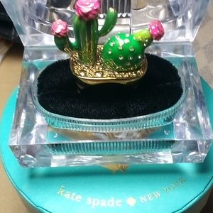Kate Spade Cactus Ring 22k plated Enamel  stripes Wimsycle!Cocktail ring.Firm Pr